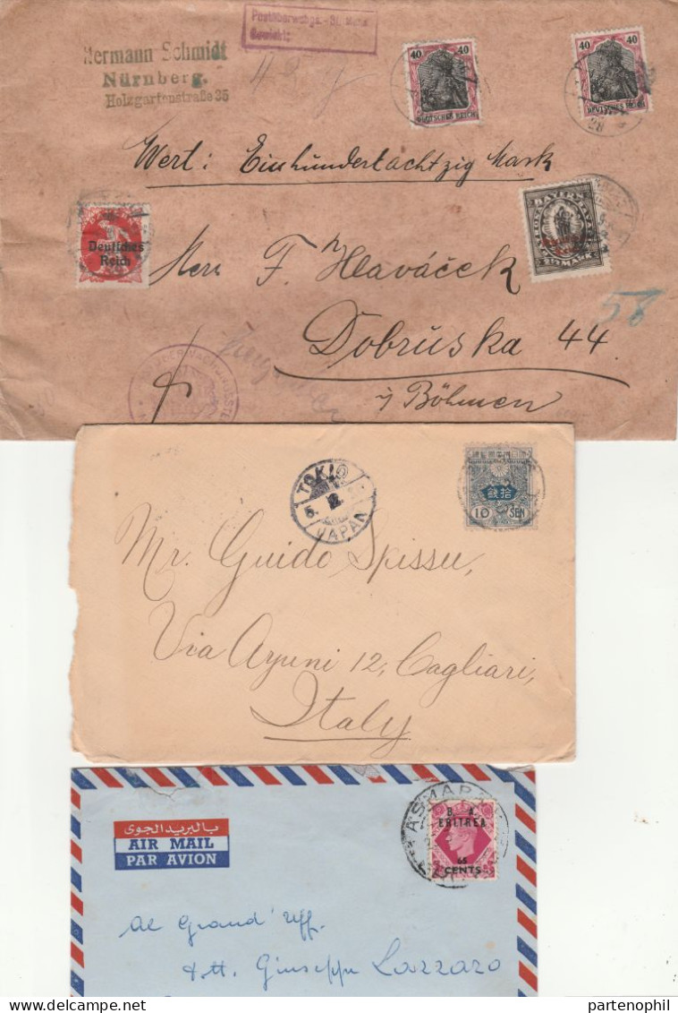 688 - Area Europea - Oltremare 1895/1950 - Insieme di 28 tra lettere e cartoline con interessanti affrancature, notate a