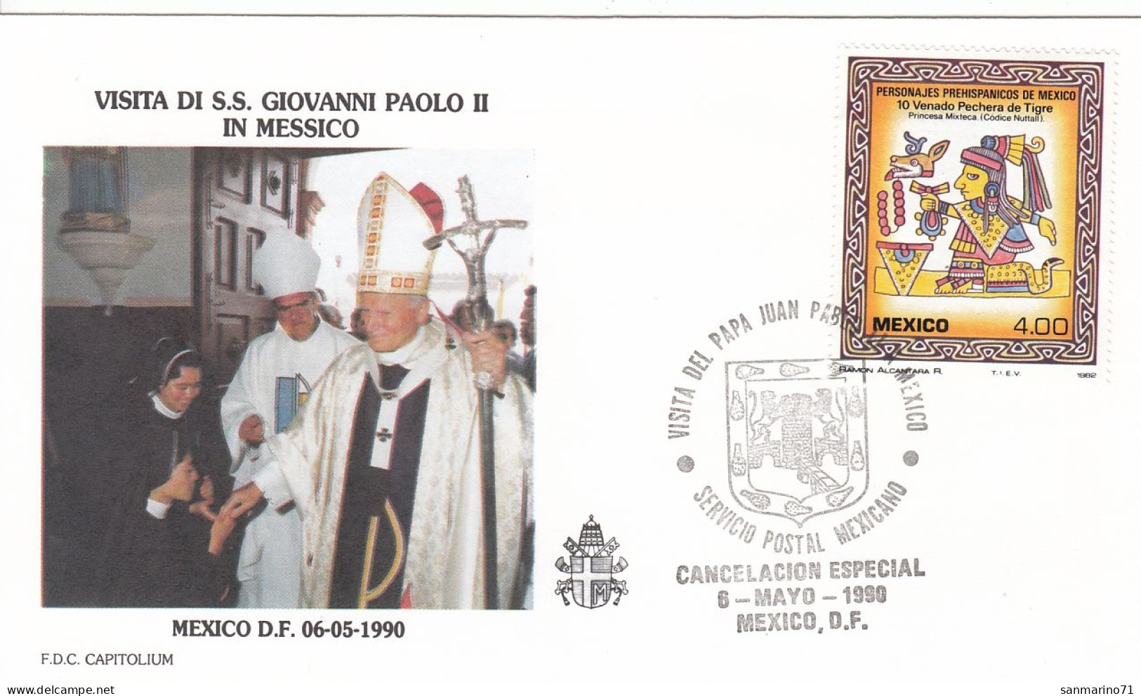 MEXICO Cover 9-21,popes Travel 1990 - Papi