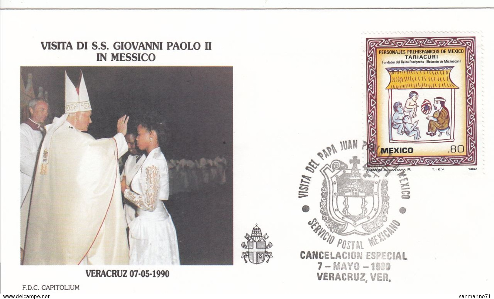 MEXICO Cover 9-23,popes Travel 1990 - Papi