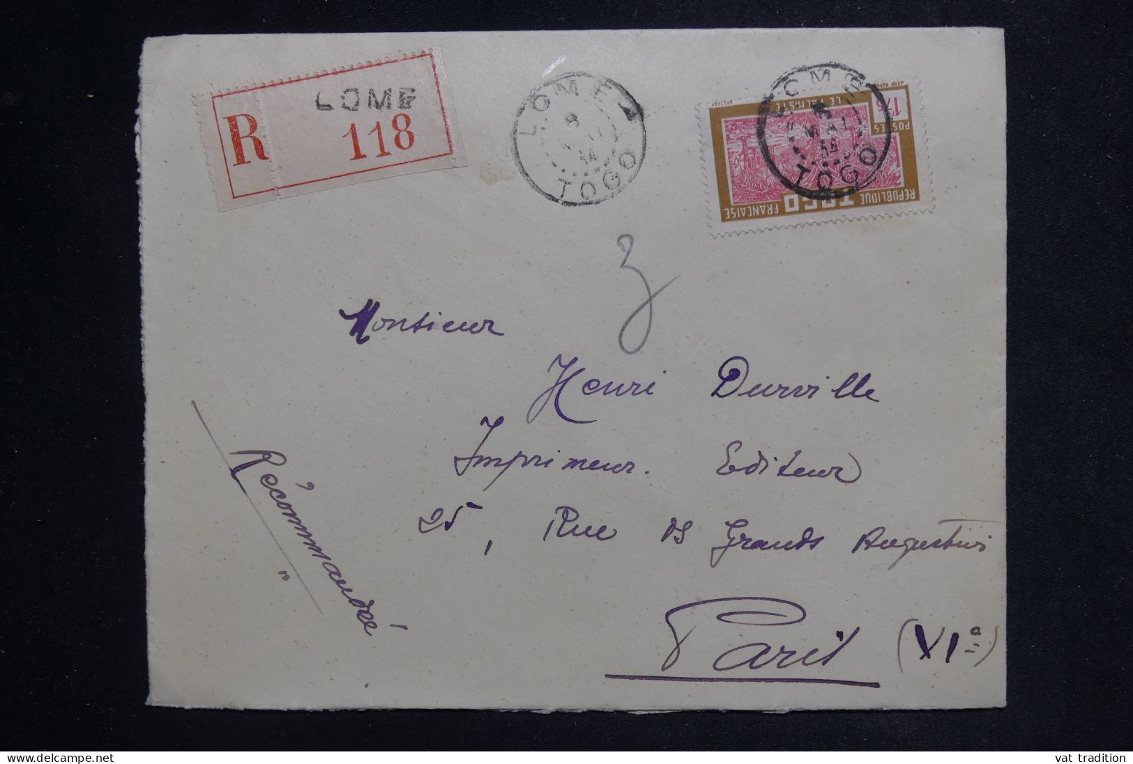 TOGO - Enveloppe En Recommandé De Lomé Pour Paris  - L 149954 - Briefe U. Dokumente