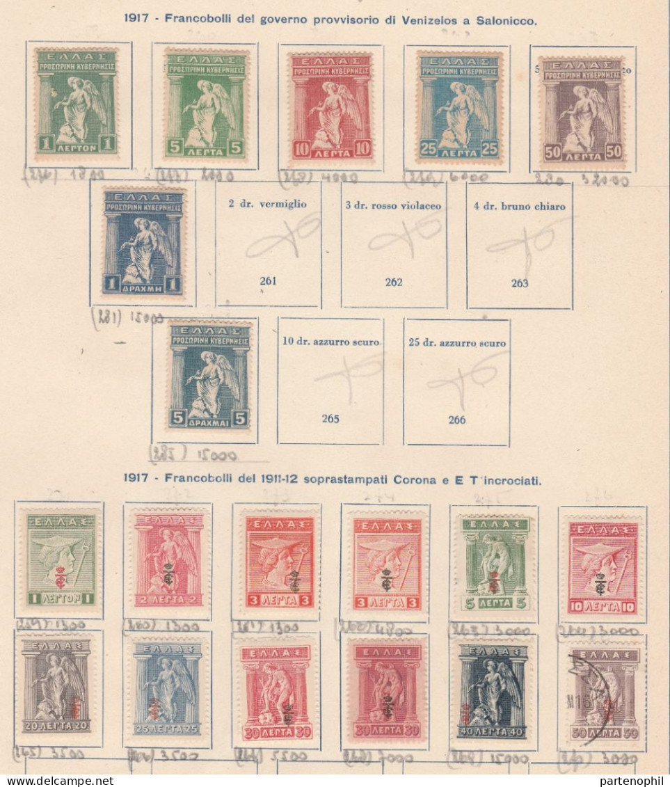 687 - Grecia 1862/1940 - Inizio di collezione di francobolli usati montata in fogli d’album, anche una piccola sezione d