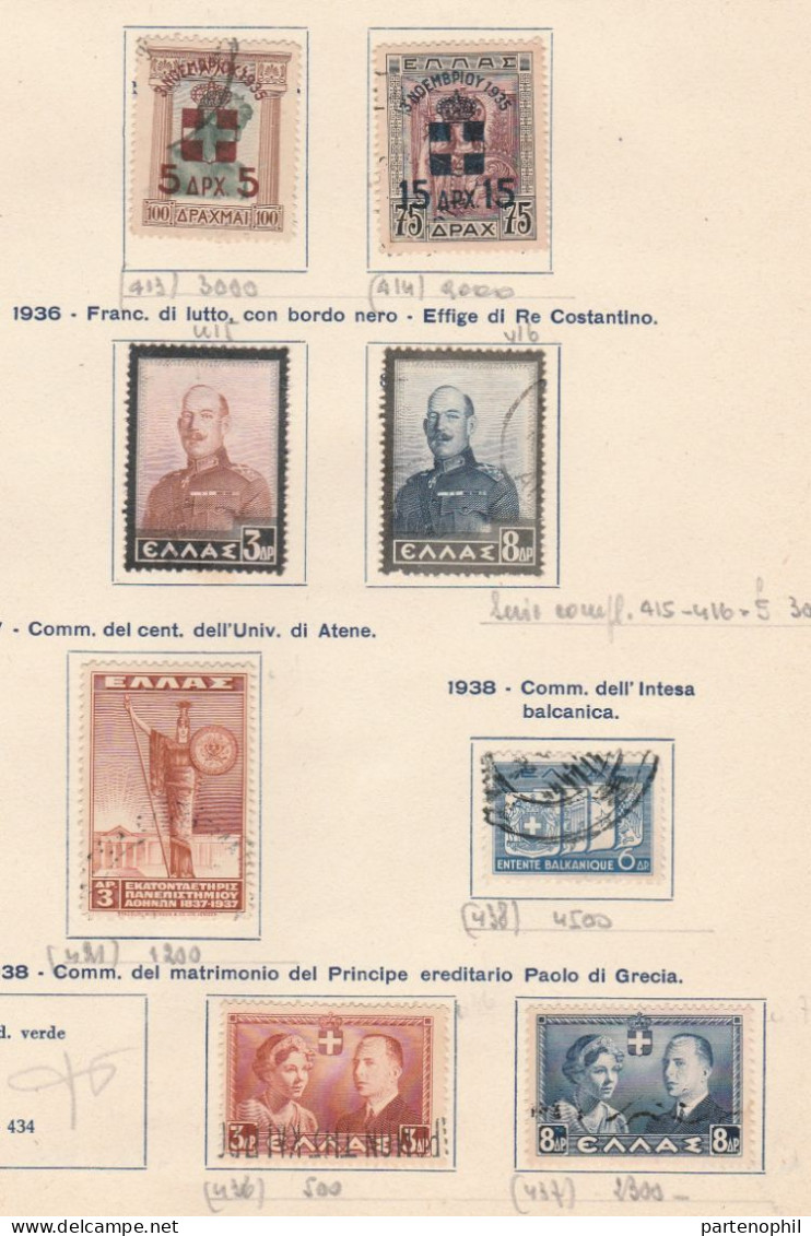 687 - Grecia 1862/1940 - Inizio di collezione di francobolli usati montata in fogli d’album, anche una piccola sezione d