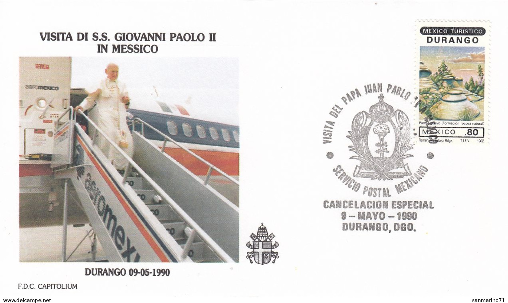 MEXICO Cover 9-26,popes Travel 1990 - Papi