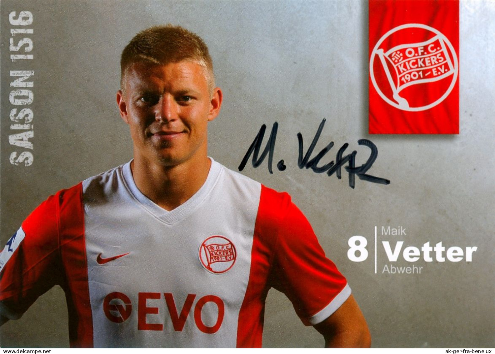 AK Maik Vetter Offenbacher Kickers 15-16 OFC Offenbach Am Main KSV Klein-Karben SV Wehen Wiesbaden Frankfurt Fußball - Authographs