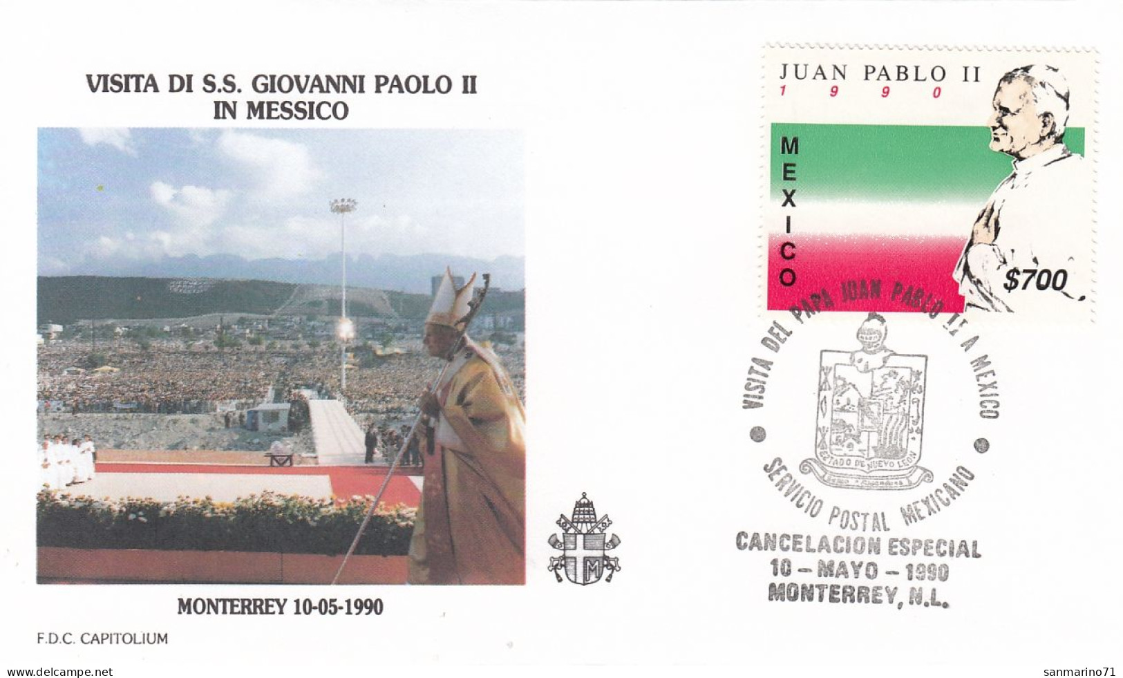 MEXICO Cover 9-28,popes Travel 1990 - Papi