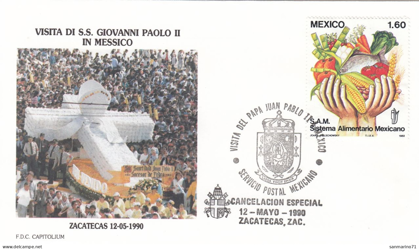 MEXICO Cover 9-31,popes Travel 1990 - Papi