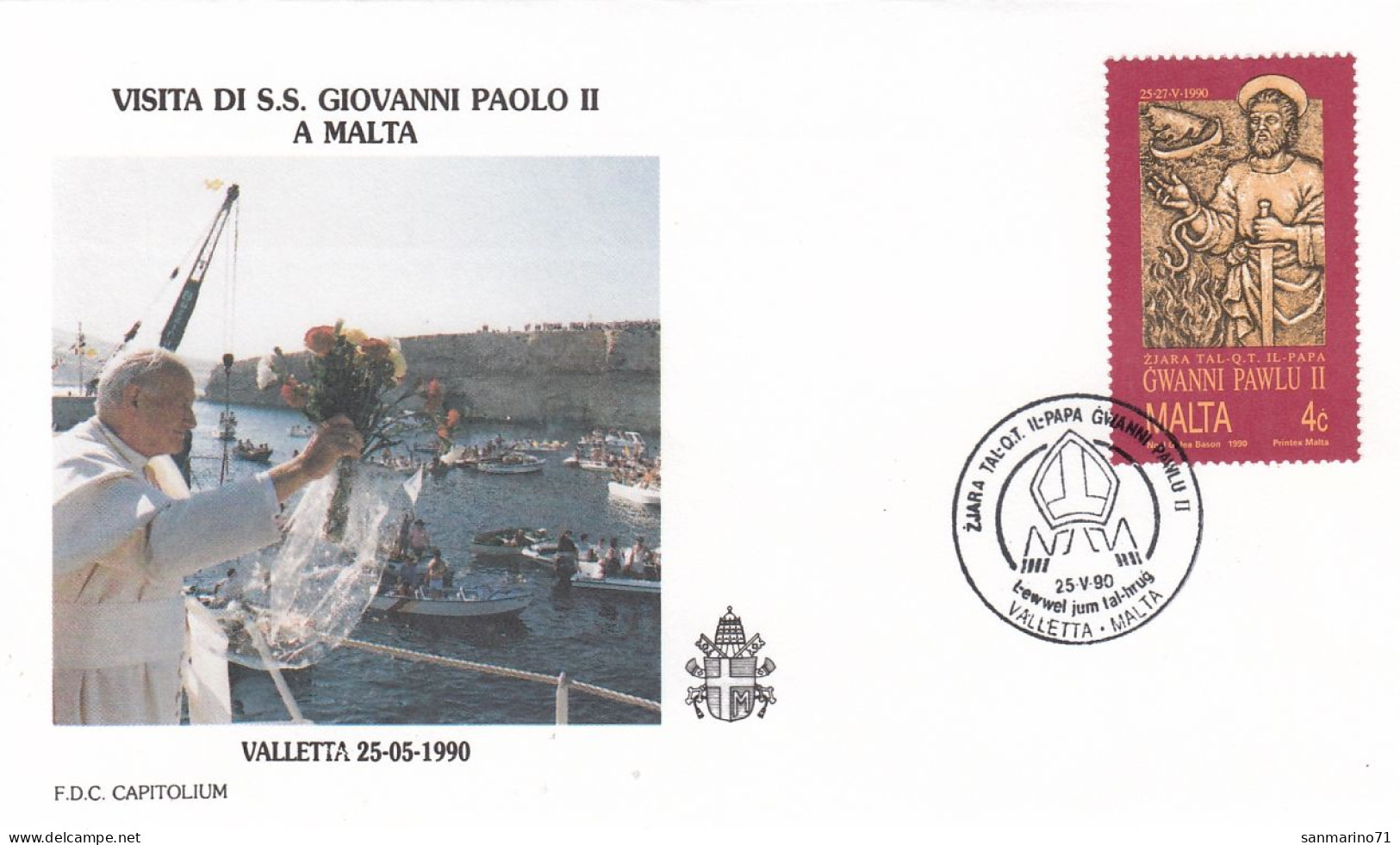 MALTA Cover 9-34,popes Travel 1990 - Papi