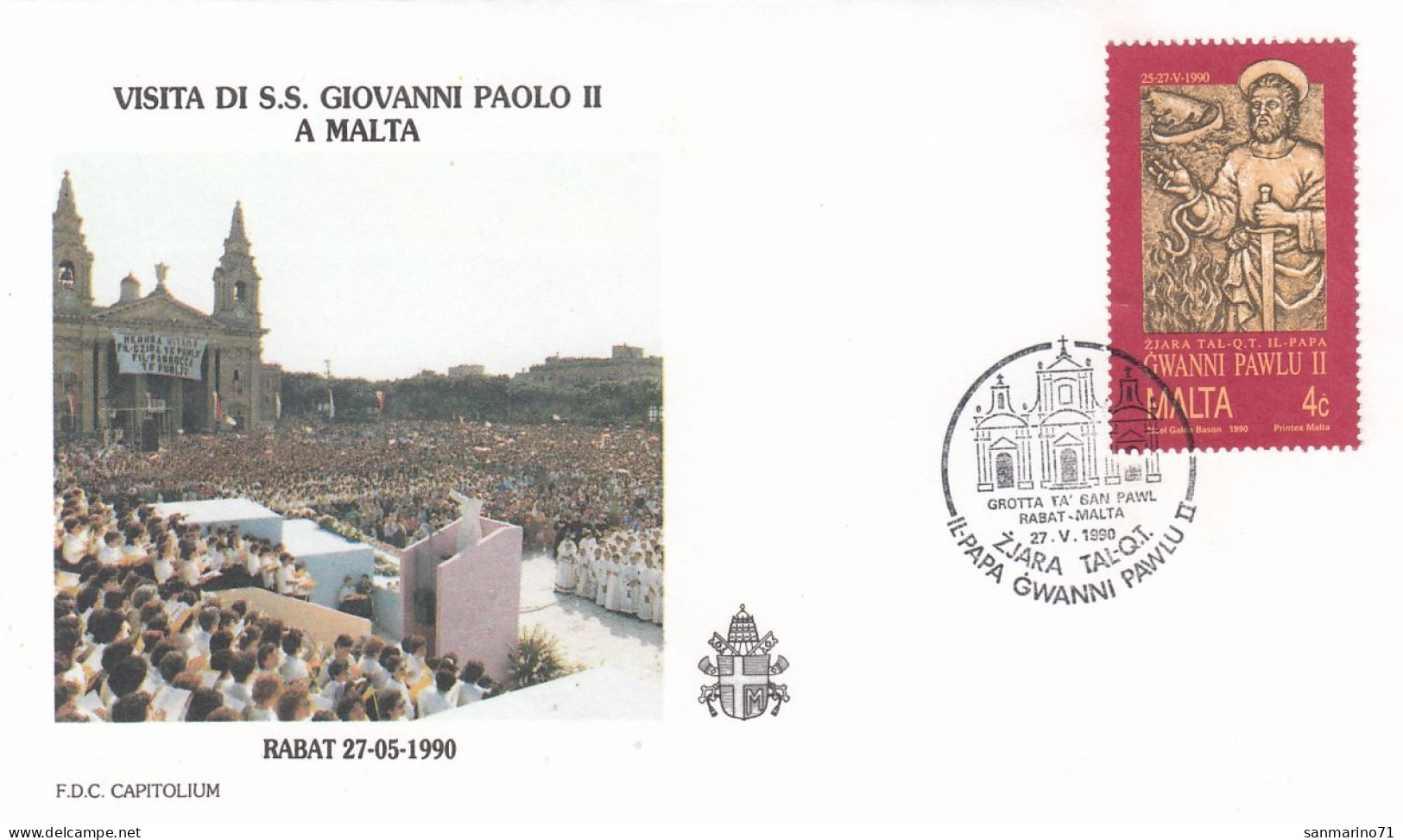 MALTA Cover 9-38,popes Travel 1990 - Papi