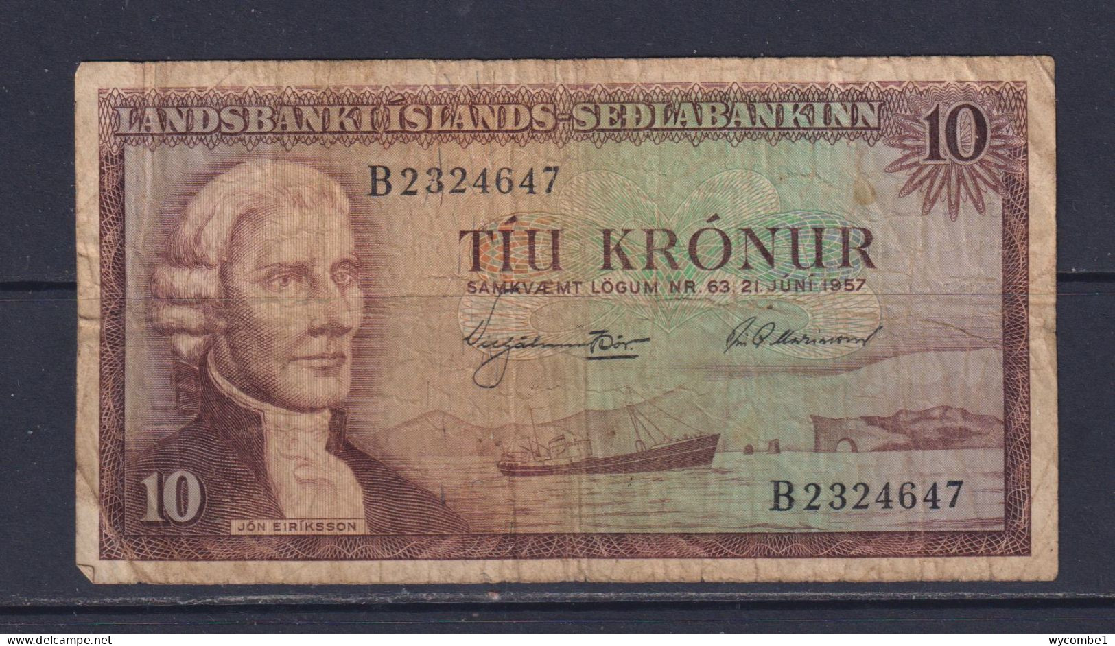 ICELAND - 1957 10 Kronur Circulated Banknote - Iceland