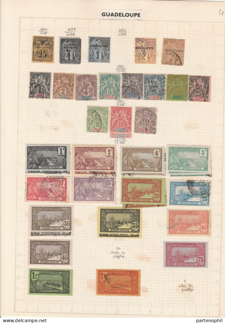 683 - Colonie Francesi 1892/1974 - Raccolte Di Guadalupe, Martinica, S. Pierre Et Miquelon, Guiana Francese, Montate Su - Collections