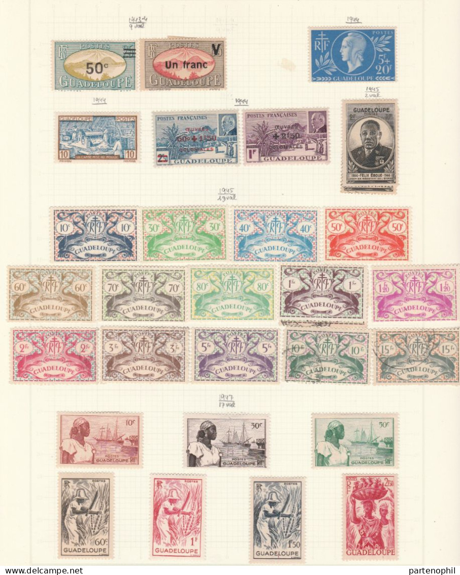 683 - Colonie Francesi 1892/1974 - Raccolte Di Guadalupe, Martinica, S. Pierre Et Miquelon, Guiana Francese, Montate Su - Sammlungen