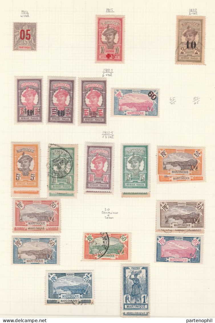 683 - Colonie Francesi 1892/1974 - Raccolte di Guadalupe, Martinica, S. Pierre et Miquelon, Guiana Francese, montate su