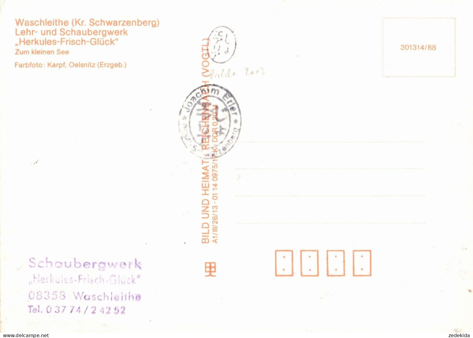 G9996 - Waschleithe Bergwerk Herkules Frisch Glück - Verlag Bild Und Heimat Reichenbach - Gruenhain