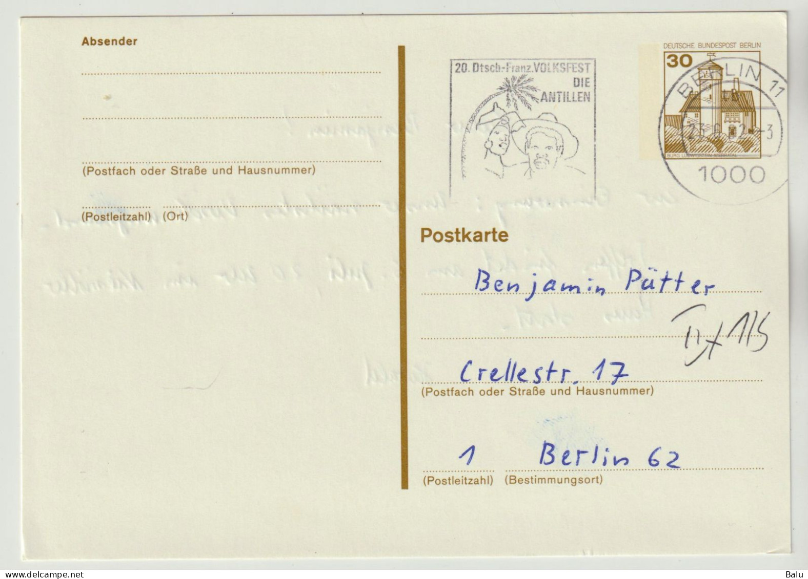 Berlin Michel Nr. P108 Gebraucht 1982OHNE Zusatzfrankatur. 30 Pfg. Burg Ludwigstein Werratal, Siehe 2 Scans - Cartoline - Usati