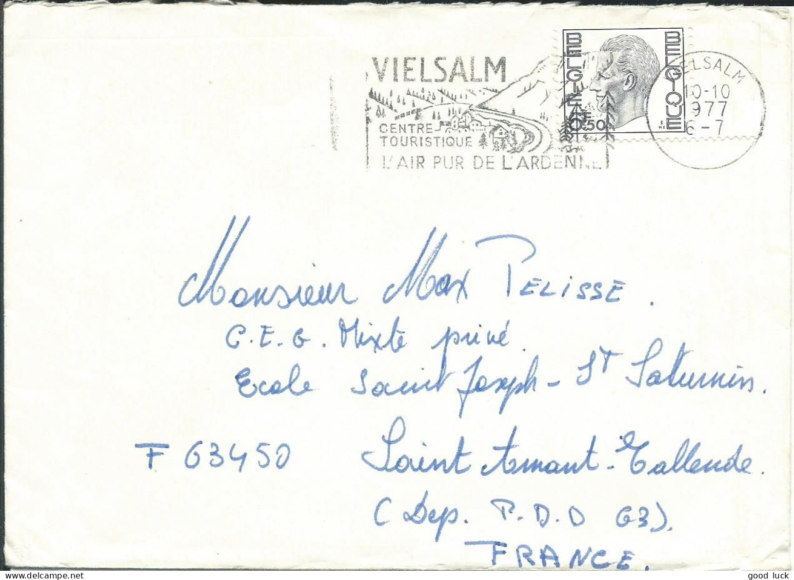 BELGIQUE LETTRE 6F50 VIELSALM POUR ST AMAND TALLENDE ( PUY DE DOME ) DE 1977 LETTRE COVER - Covers & Documents