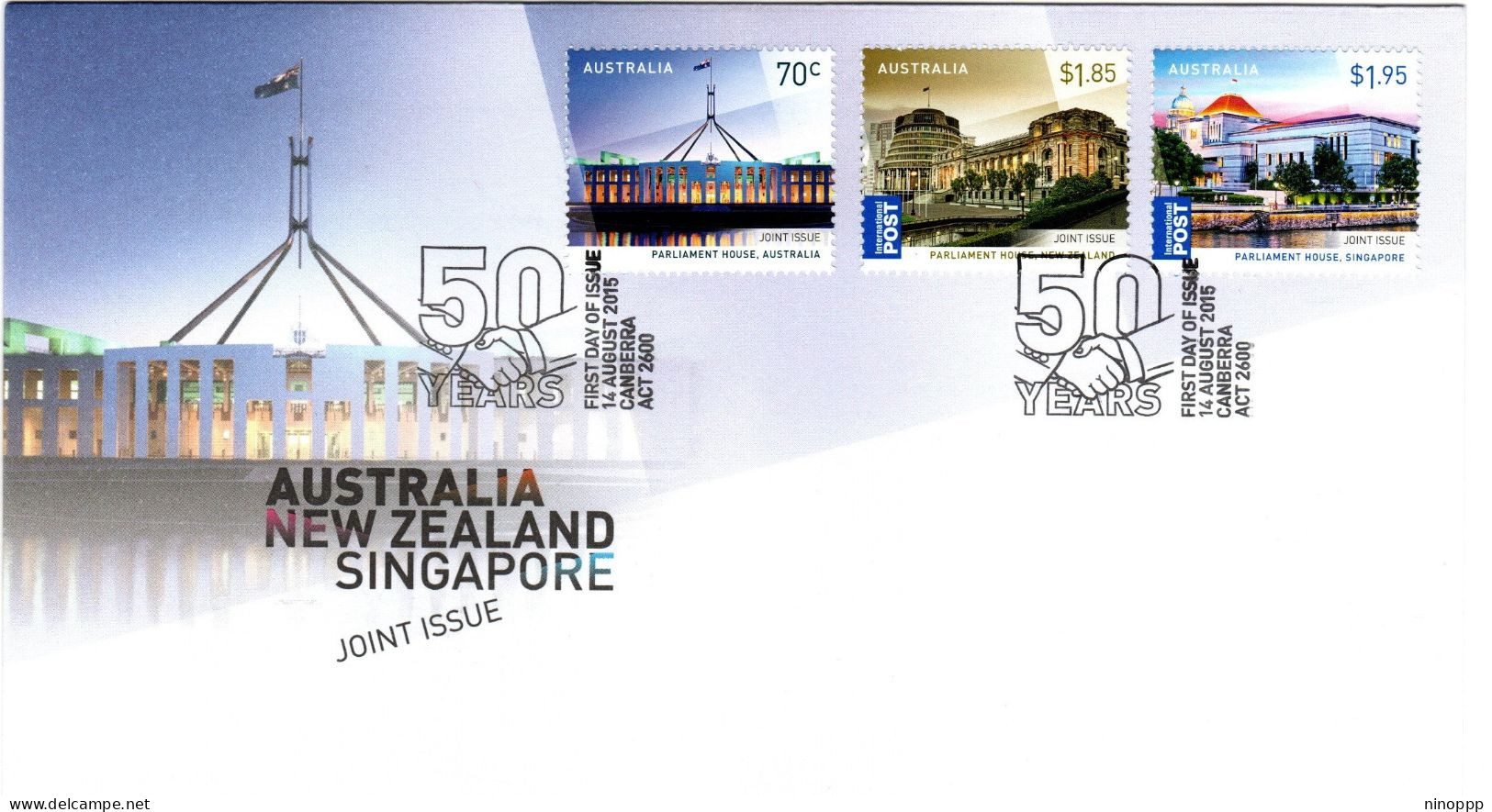 Australia 2015 Australia,New Zealand,Singapore Joint Issue,First Day Cover - Poststempel