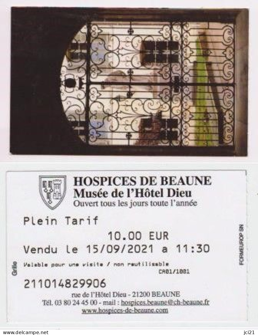Ticket Entrée Musée De L'Hôtel Dieu De BEAUNE " Grille " (2250)_Di560 - Biglietti D'ingresso