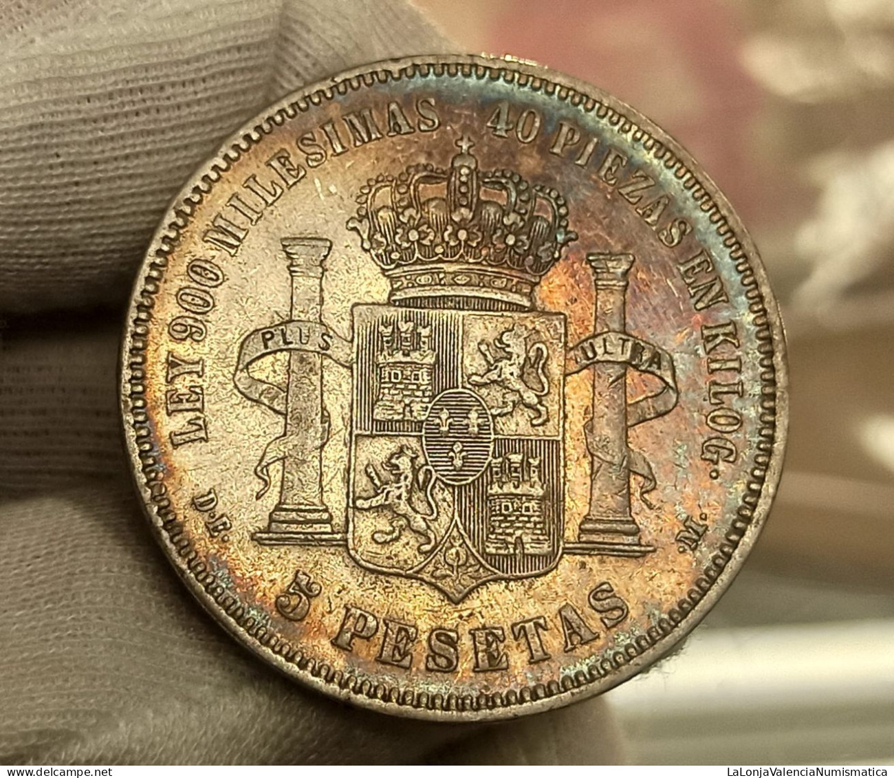 España Spain Duro 5 Pesetas Alfonso XII 1875 *75 DEM Km 671 Plata - Otros & Sin Clasificación