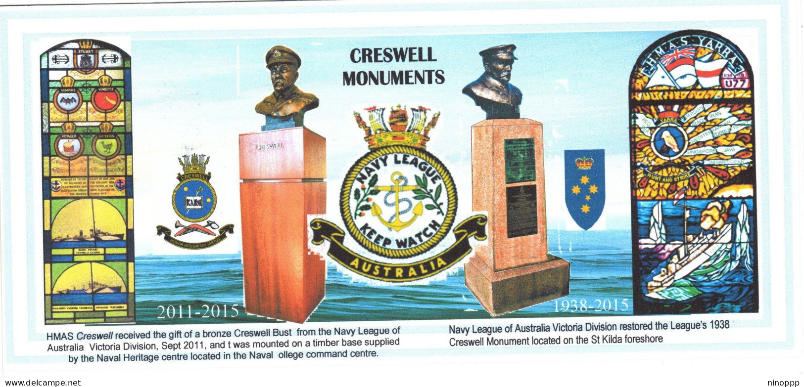 Australia 2015 Centenary Navy League Of Australia In Victoria ,souvenir Cover - Bolli E Annullamenti