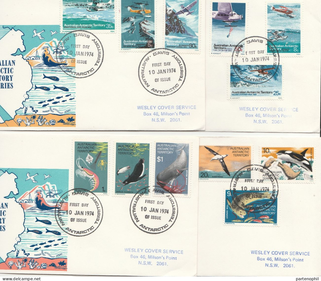 679 - Antarctic Territorio Antartico Australiano 1972/1986 - Insieme di 80 buste FDC del periodo molto