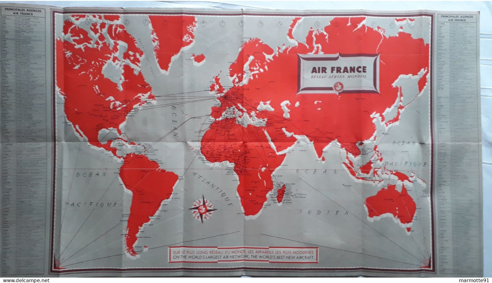 AIR FRANCE CARTE PLUS GRAND RESEAU DU MONDE AVIATION CIVILE 1957 ??? - Posters