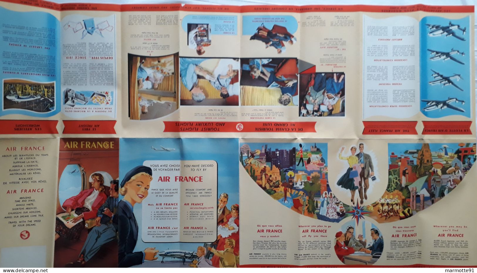 AIR FRANCE CARTE PLUS GRAND RESEAU DU MONDE AVIATION CIVILE 1955 ??? - Posters