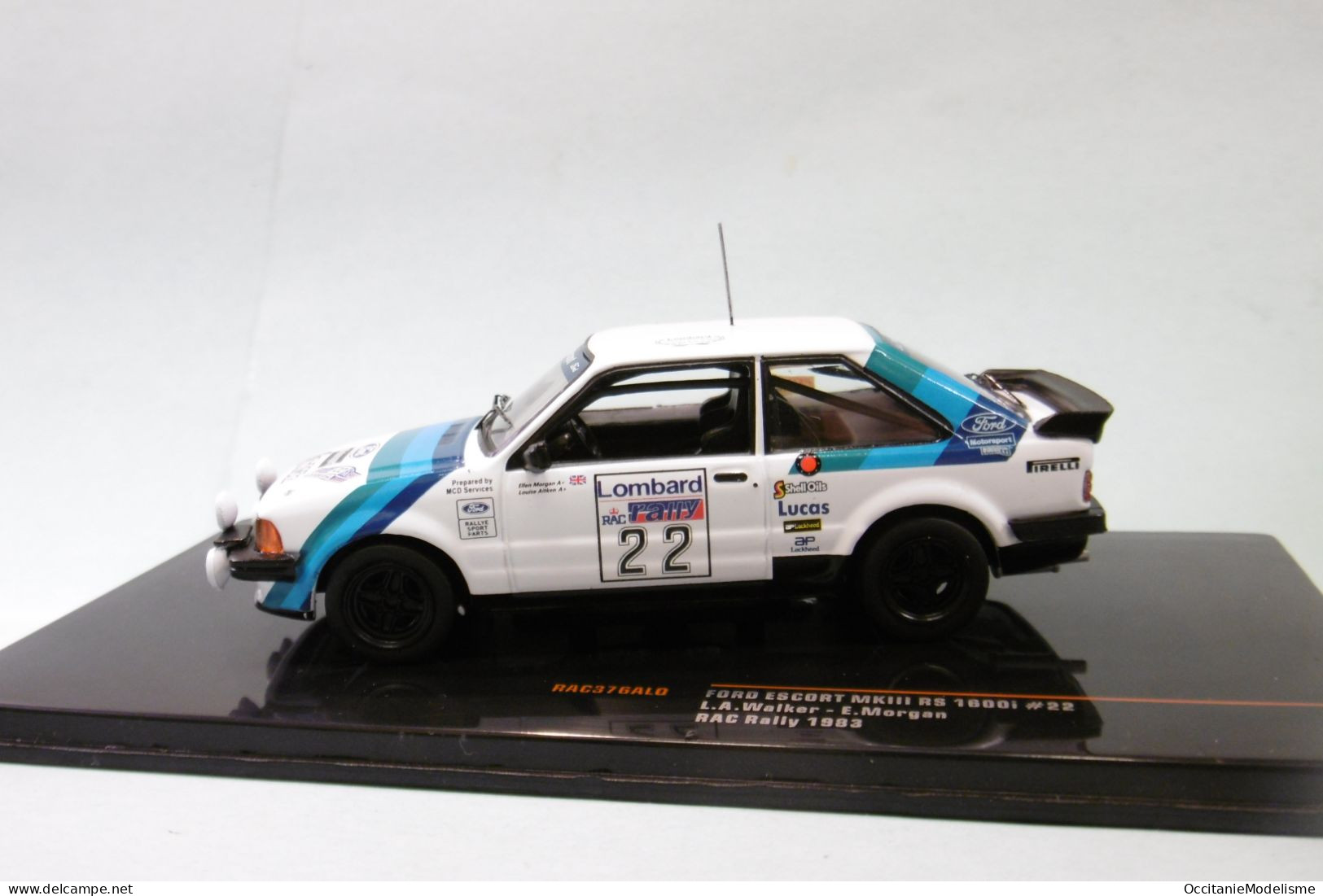 Ixo - FORD ESCORT MkIII RS 1600i #22 RAC Rally 1983 Walker - Morgan Réf. RAC376A NBO Neuf 1/43 - Ixo