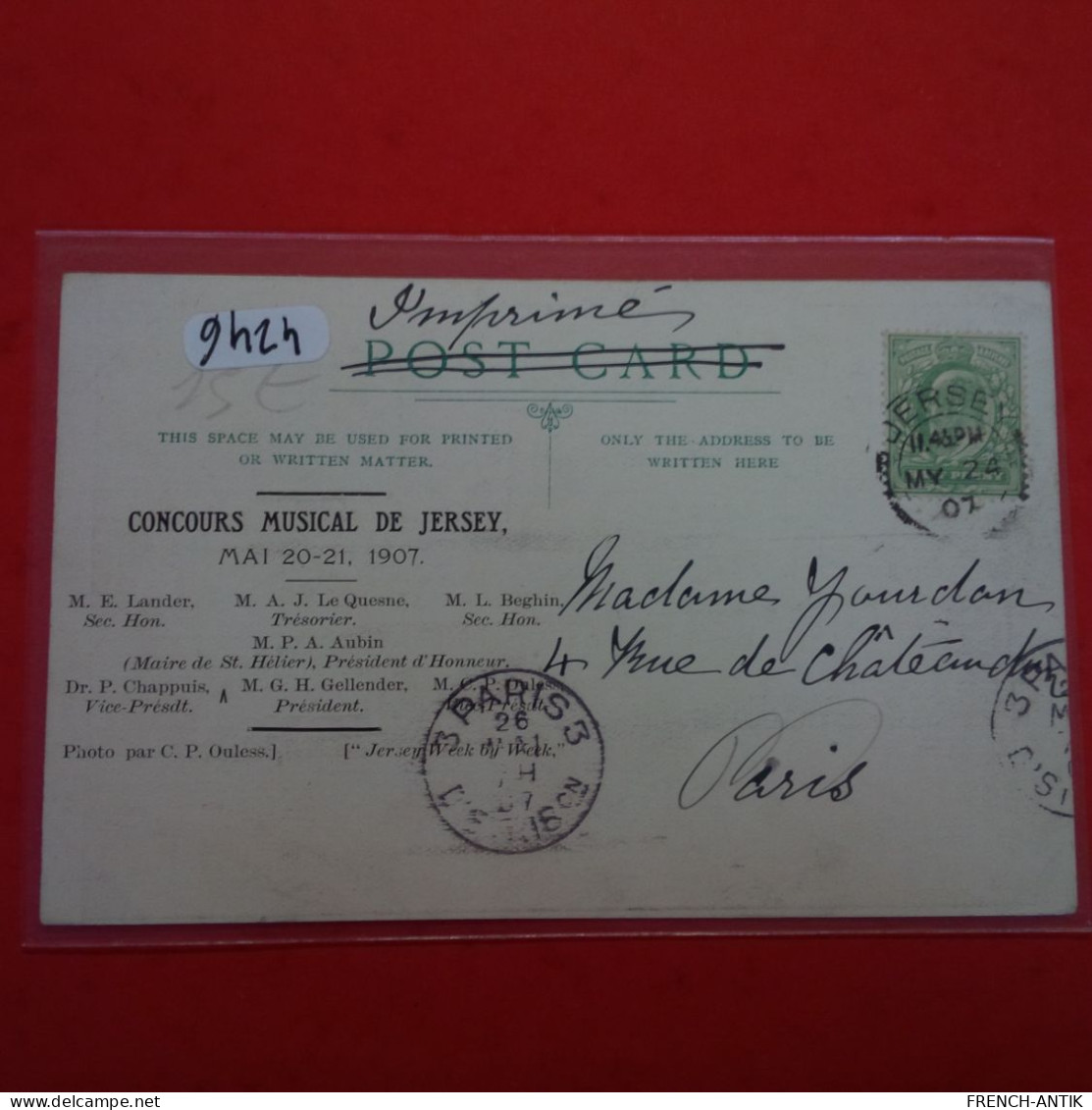 JERSAY CONCOURS MUSICAL MAI 1907 - Autres & Non Classés