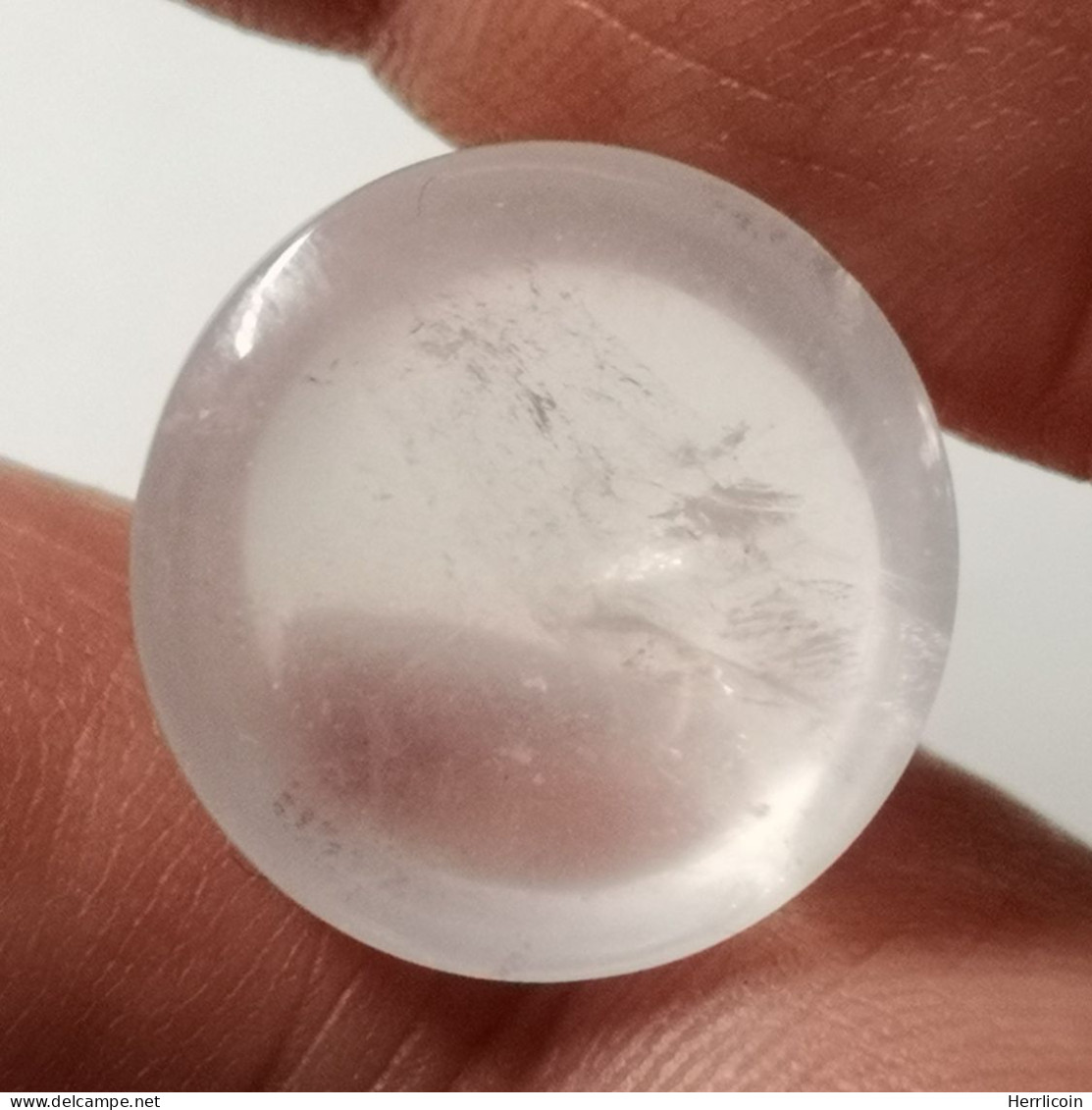 Quartz Rose Naturel Du Brésil - Cabochon Rond 18.69 Carats - 18.0 X 8.2 Mm - Rosa Quarz