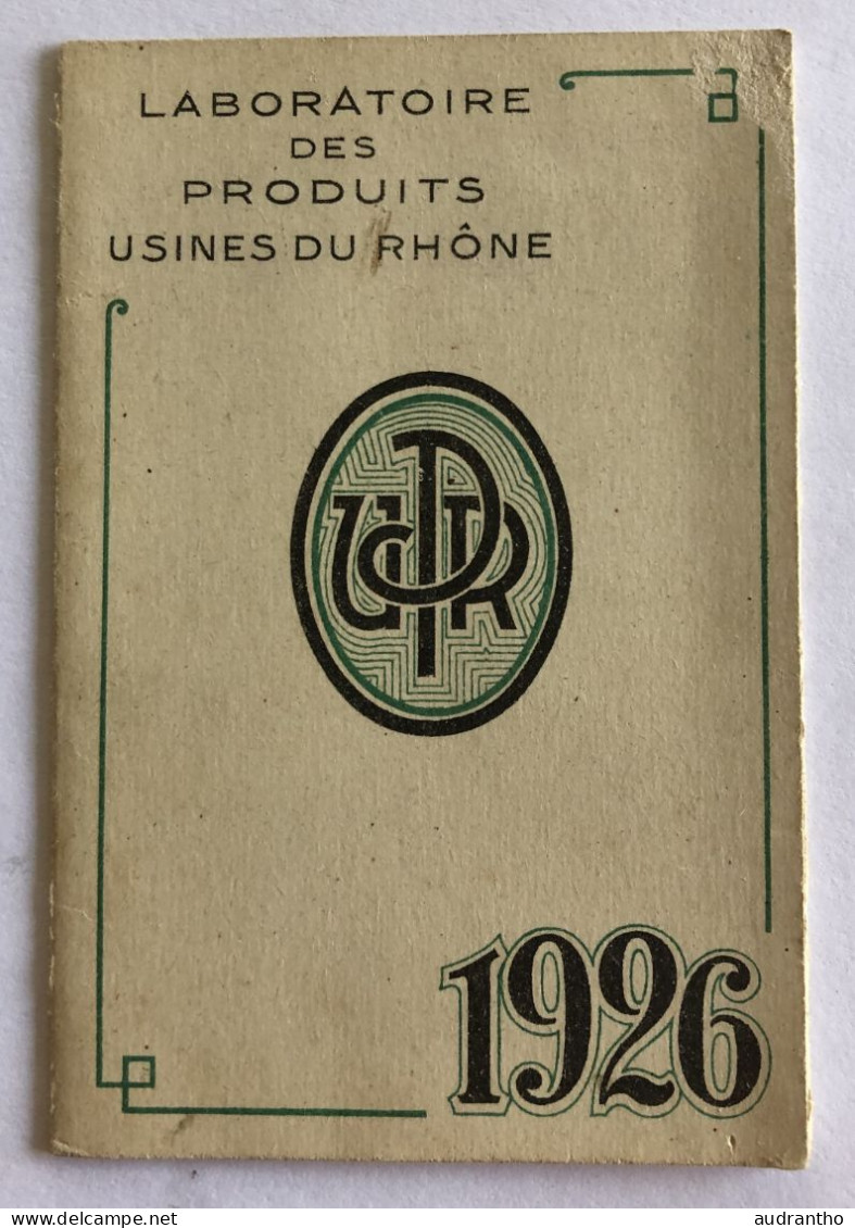 Petit Calendrier Publicitaire 1926 - Laboratoire Des Produits Usines Du Rhône  UPR Saint Fons - Aspirine - Infirmière - Tamaño Pequeño : 1921-40