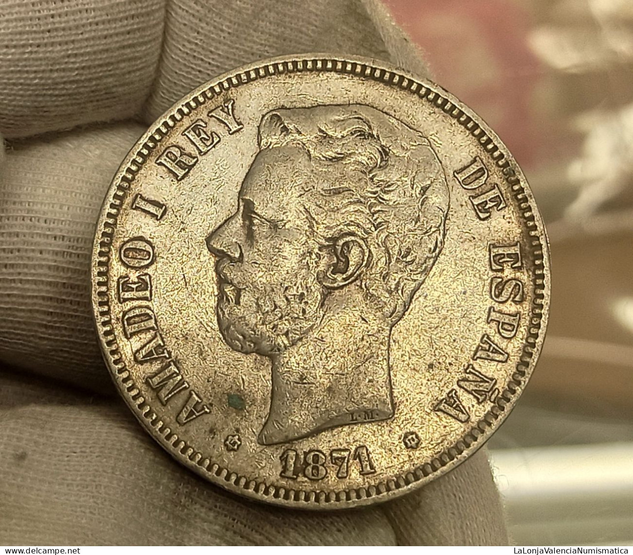 España Spain Duro 5 Pesetas Amadeo I 1871 *71 DEM Km 666 Plata - Otros & Sin Clasificación