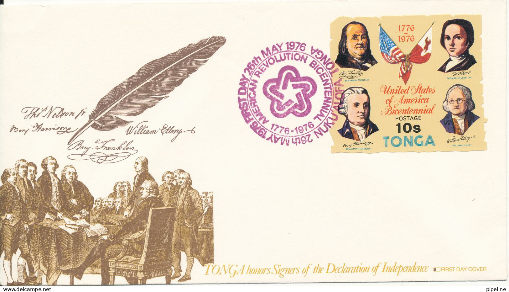 Tonga FDC 26-5-1976 America's Bicentennial Of The Declaration Of Independence With Cachet - Tonga (1970-...)