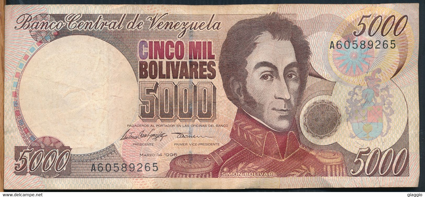 °°° VENEZUELA 5000 BOLIVARES 1996 °°° - Venezuela