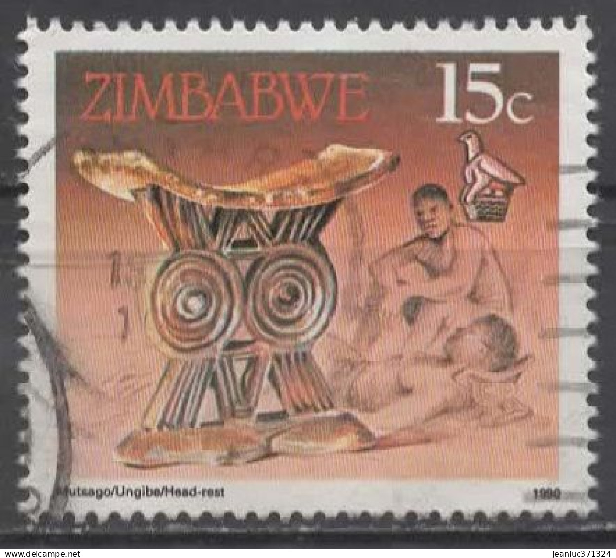 ZIMBABWE N° 198 O Y&T 1990 Appui Tête En Bois - Used Stamps