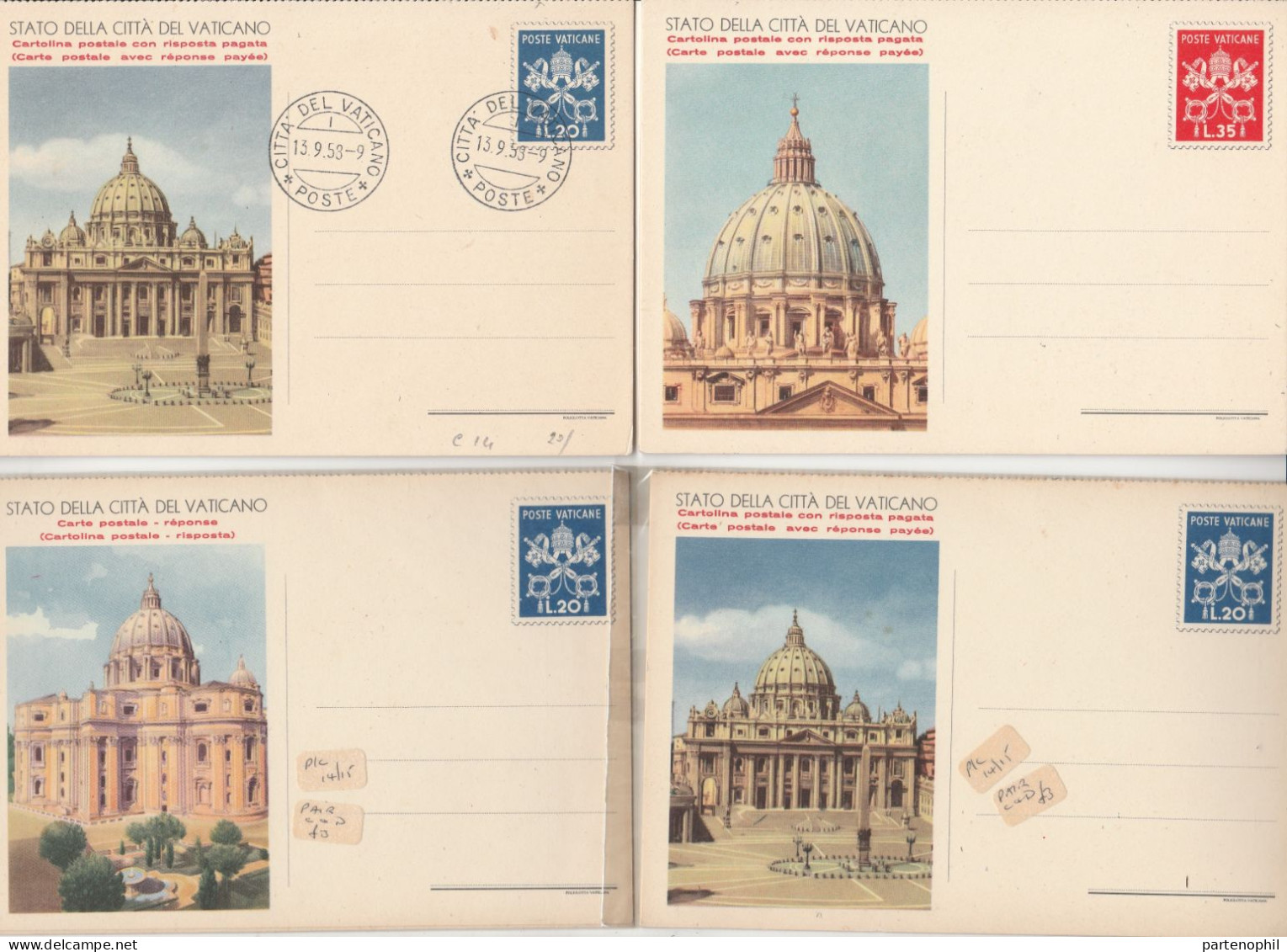 673 - Vaticano - Interi Postali - 1947-58 Insieme Di 28 Interi Del Vaticano Incentrato Sulle Vedute Tipiche Dello Stato, - Entiers Postaux
