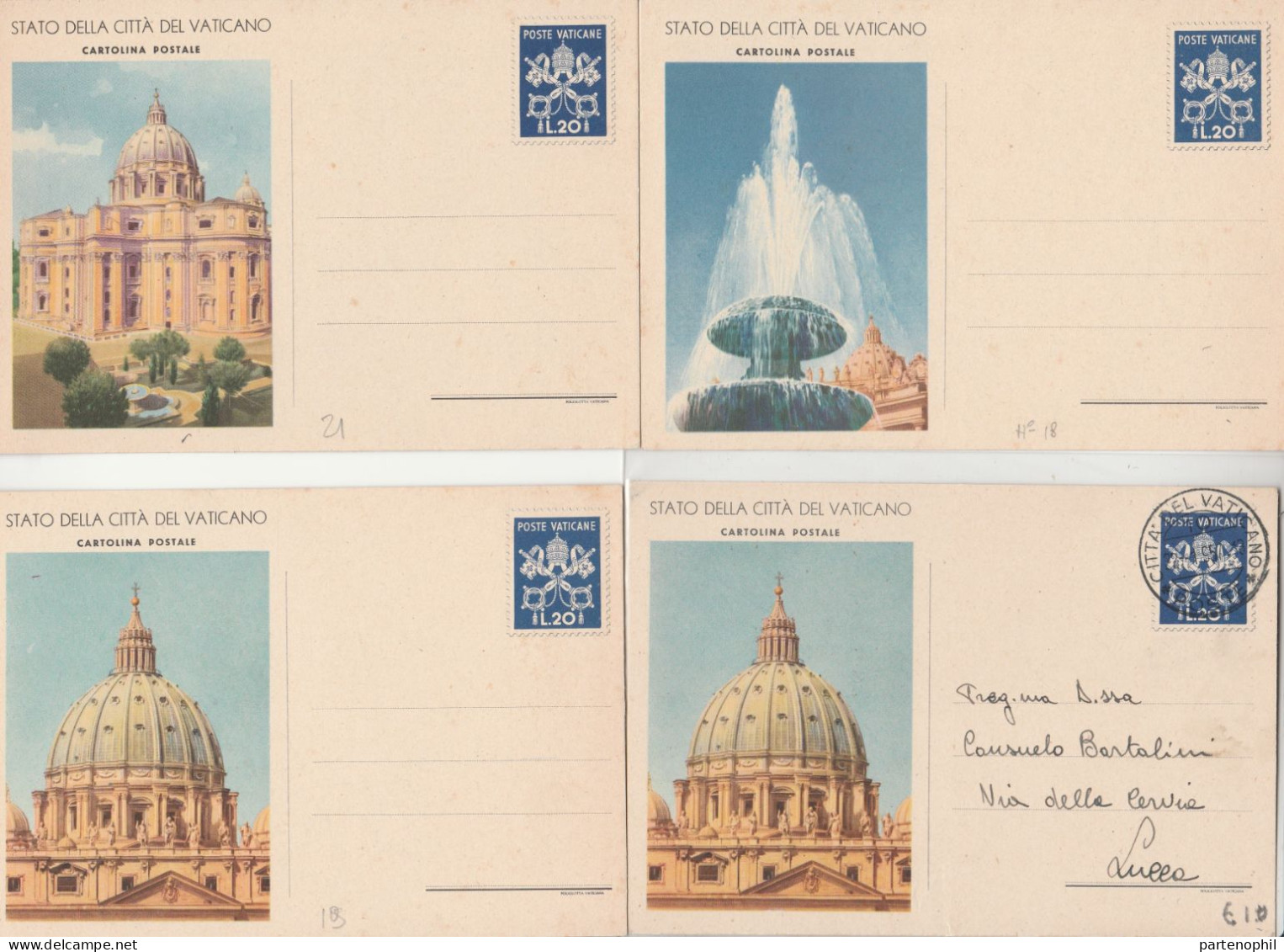 673 - Vaticano - Interi Postali - 1947-58 Insieme Di 28 Interi Del Vaticano Incentrato Sulle Vedute Tipiche Dello Stato, - Enteros Postales