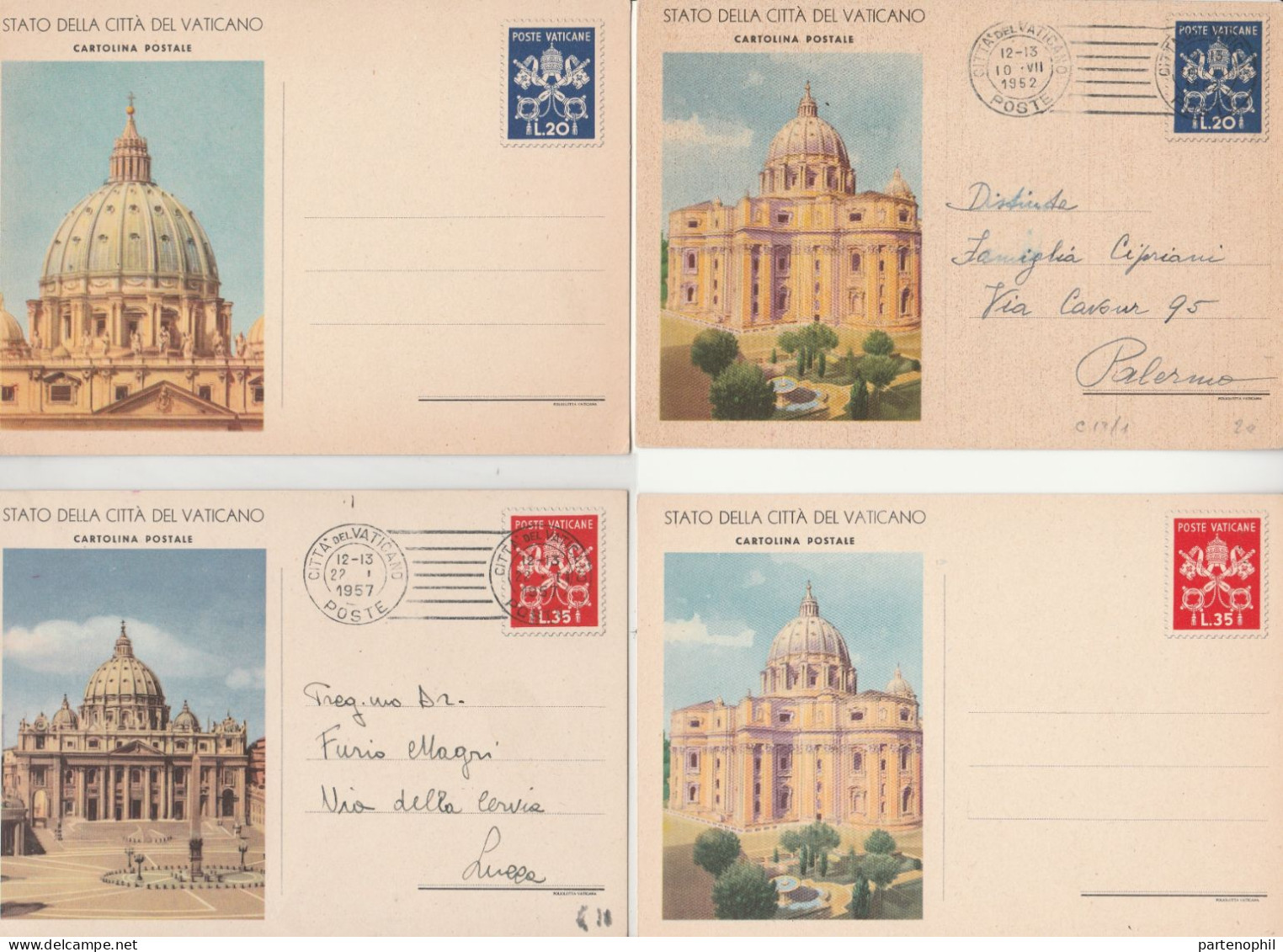 673 - Vaticano - Interi Postali - 1947-58 Insieme di 28 interi del Vaticano incentrato sulle vedute tipiche dello stato,