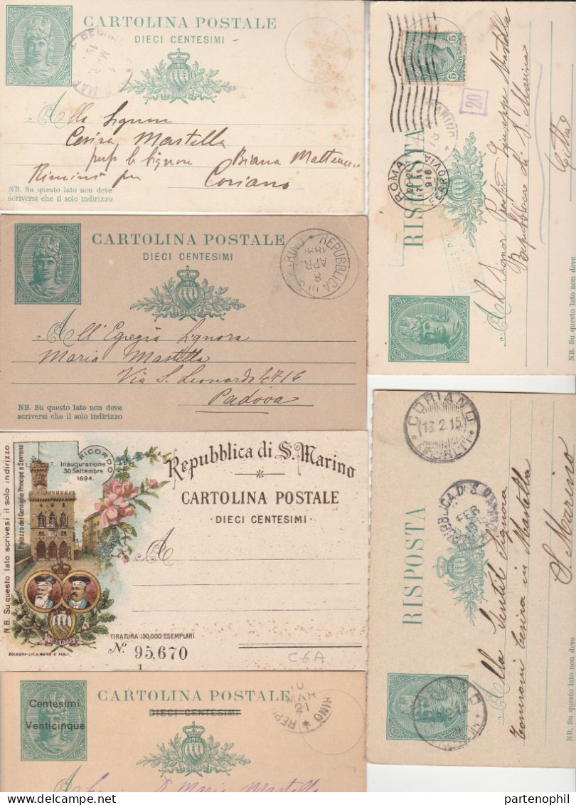 671 - San Marino - Interi Postali - 1882-1945 Piccola Collezione Di 16 Intero E Biglietto, La Maggior Parte Usati Ed In - Ganzsachen