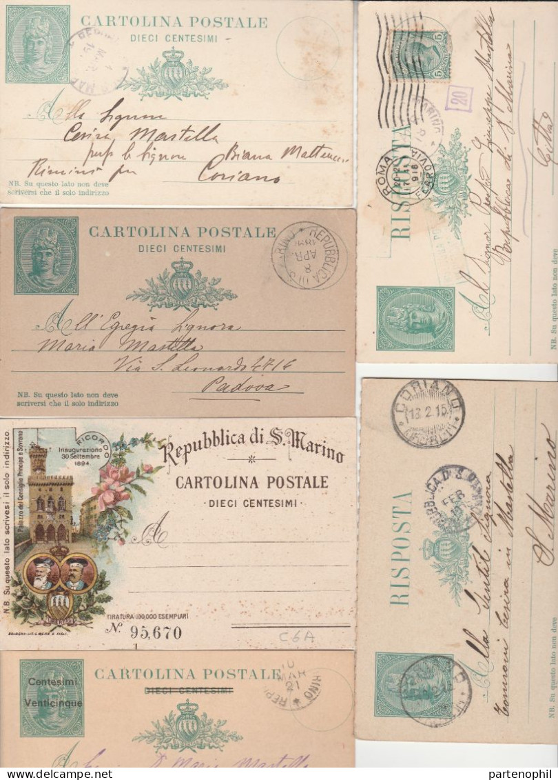 671 - San Marino - Interi Postali - 1882-1945 Piccola Collezione Di 16 Intero E Biglietto, La Maggior Parte Usati Ed In - Entiers Postaux