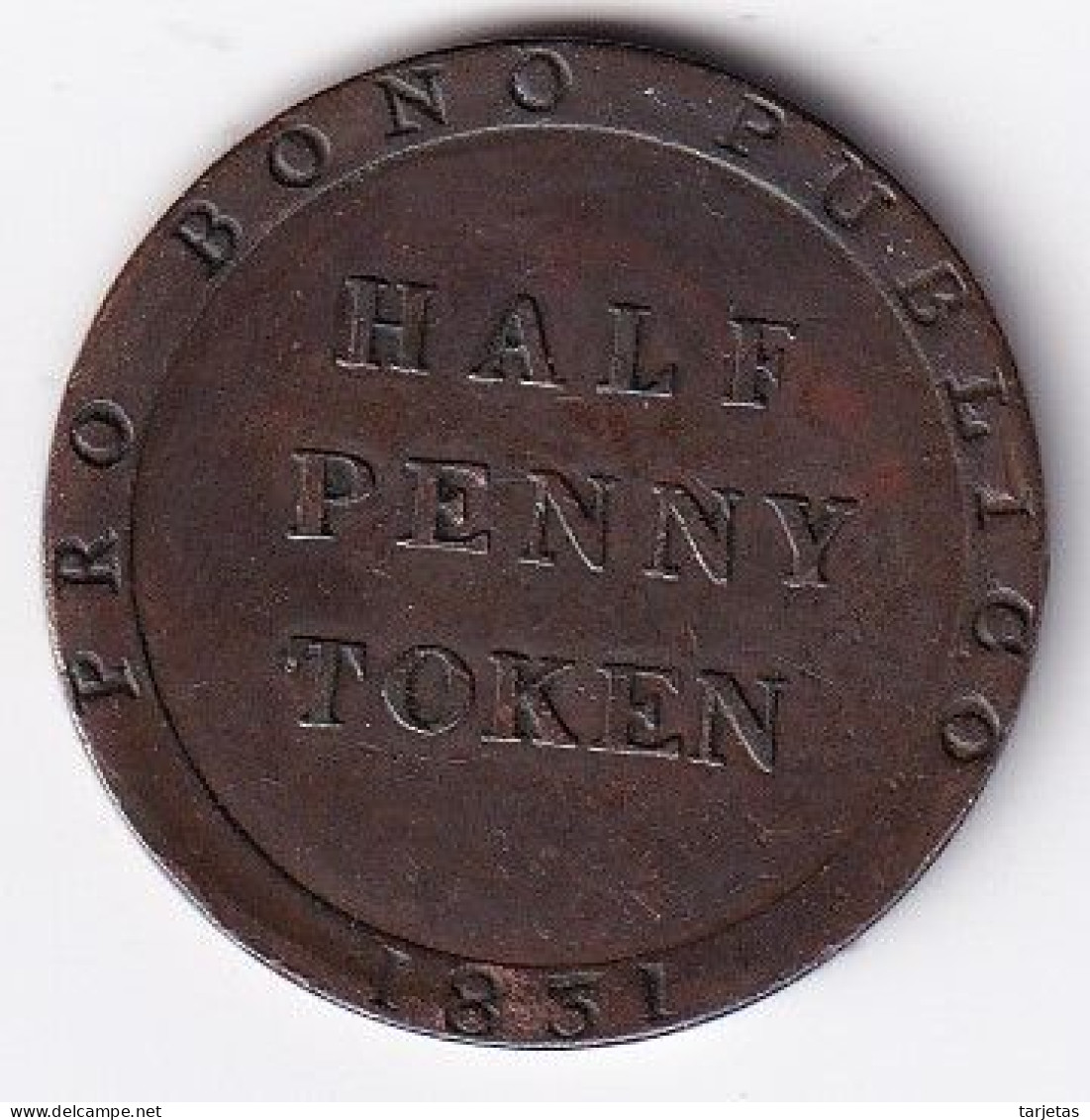 MONEDA DE ISLA DE MAN DE HALF PENNY TOKEN DEL AÑO 1831 (COIN) PRO BONO PUBLICO - Île De  Man