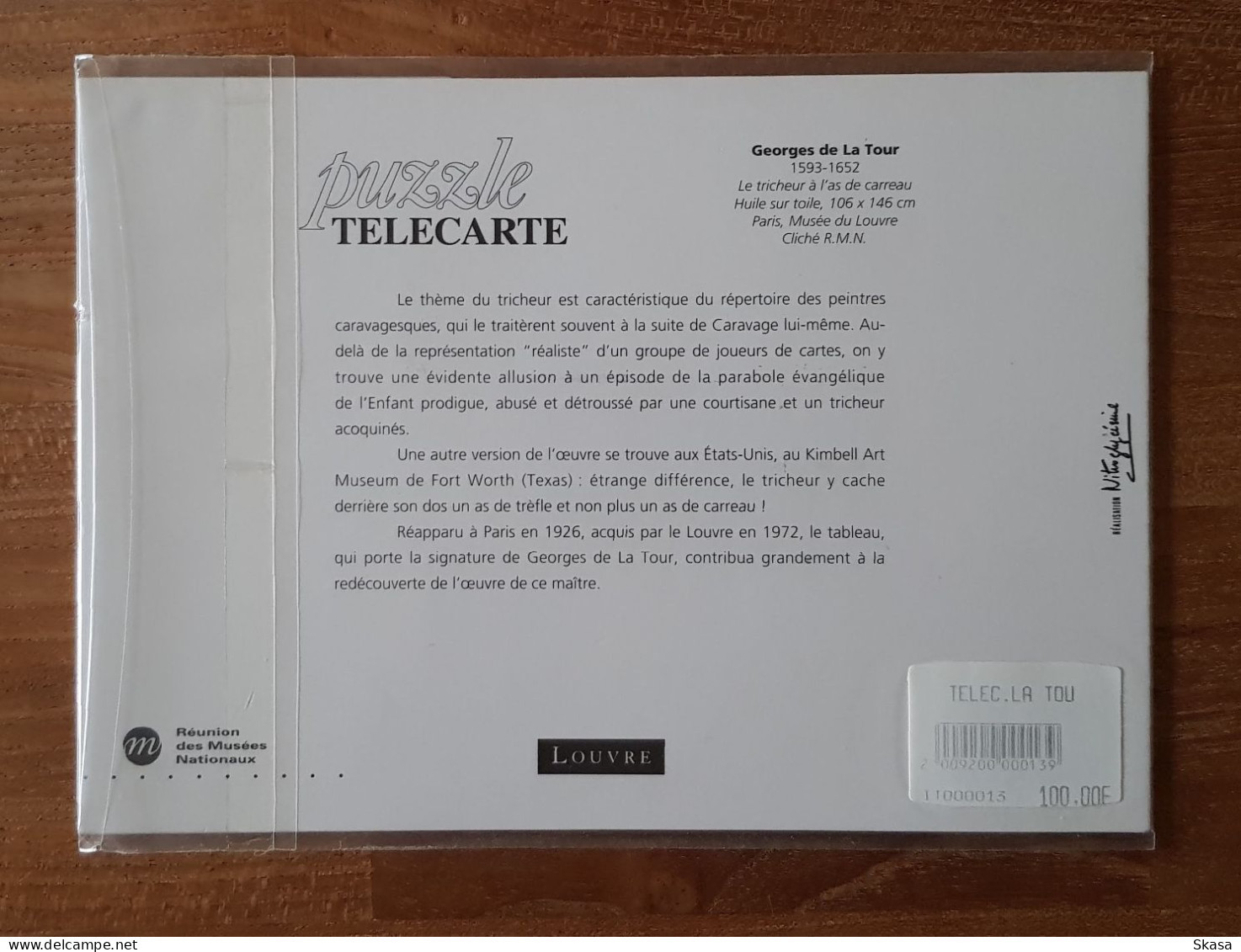 Encart Télécarte Tableau Musée Du Louvre 1994 - Georges De La Tour - Le Tricheur à L'as De Carreau, En 1107a - 50 Einheiten