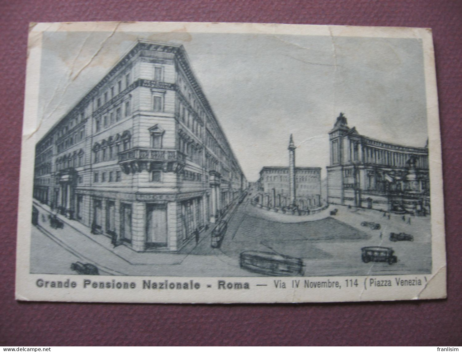 CPA ROMA ROME Grande Pensione Nazionale Piazza Venezia ETAT MOYEN / PASSABLE Carte Publicitaire DESSIN - Cafes, Hotels & Restaurants