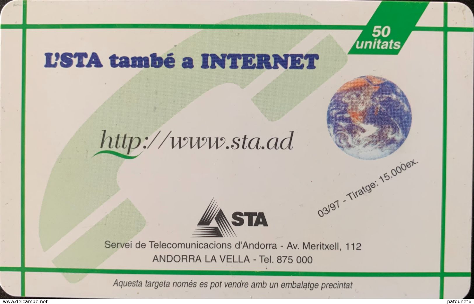 ANDORRE  -  Internet - S.T.A.  -   SC7  -    50 Unités - Andorre