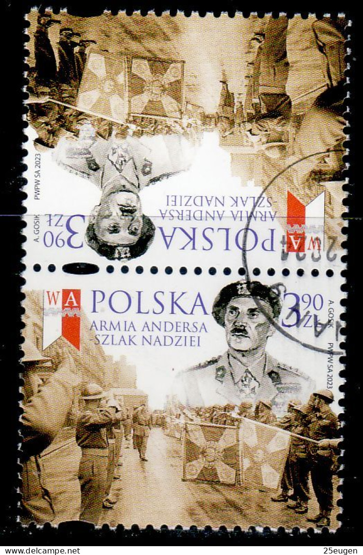 POLAND 2023  GENERAL W.ANDERS Tete Beche USED - Gebraucht