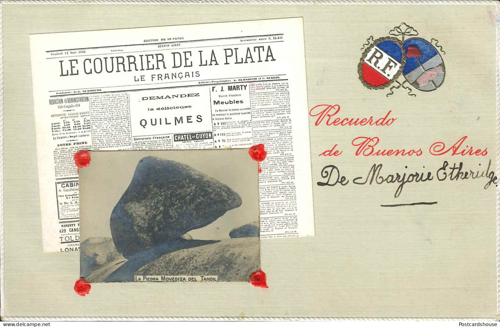 ARGENTINA LE COURRIER DE LA PLATA QUILMES DEMANDEZ PIEDRA MOVEDIZA DE TANDIL - Argentine