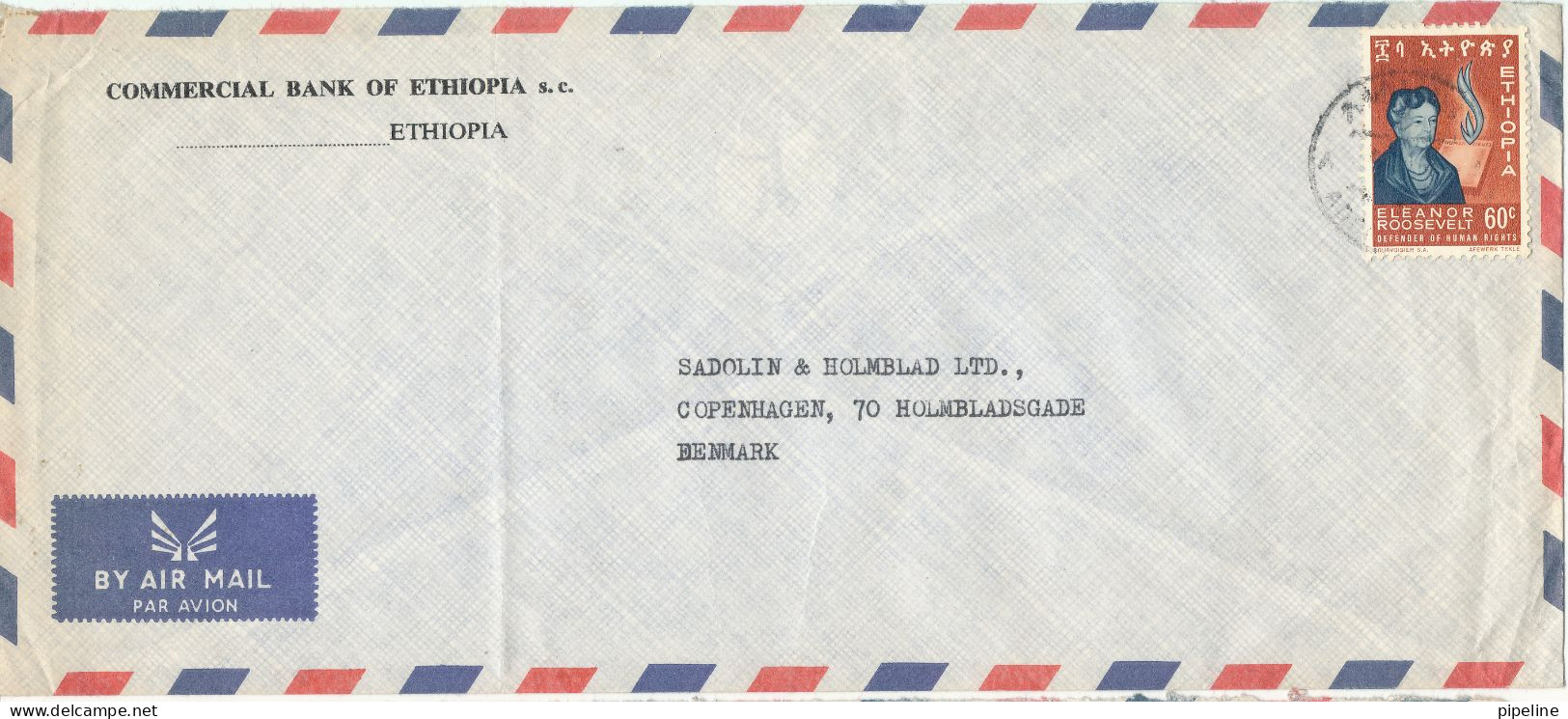 Ethiopia Air Mail Cover Sent To Denmark Single Franked - Ethiopie