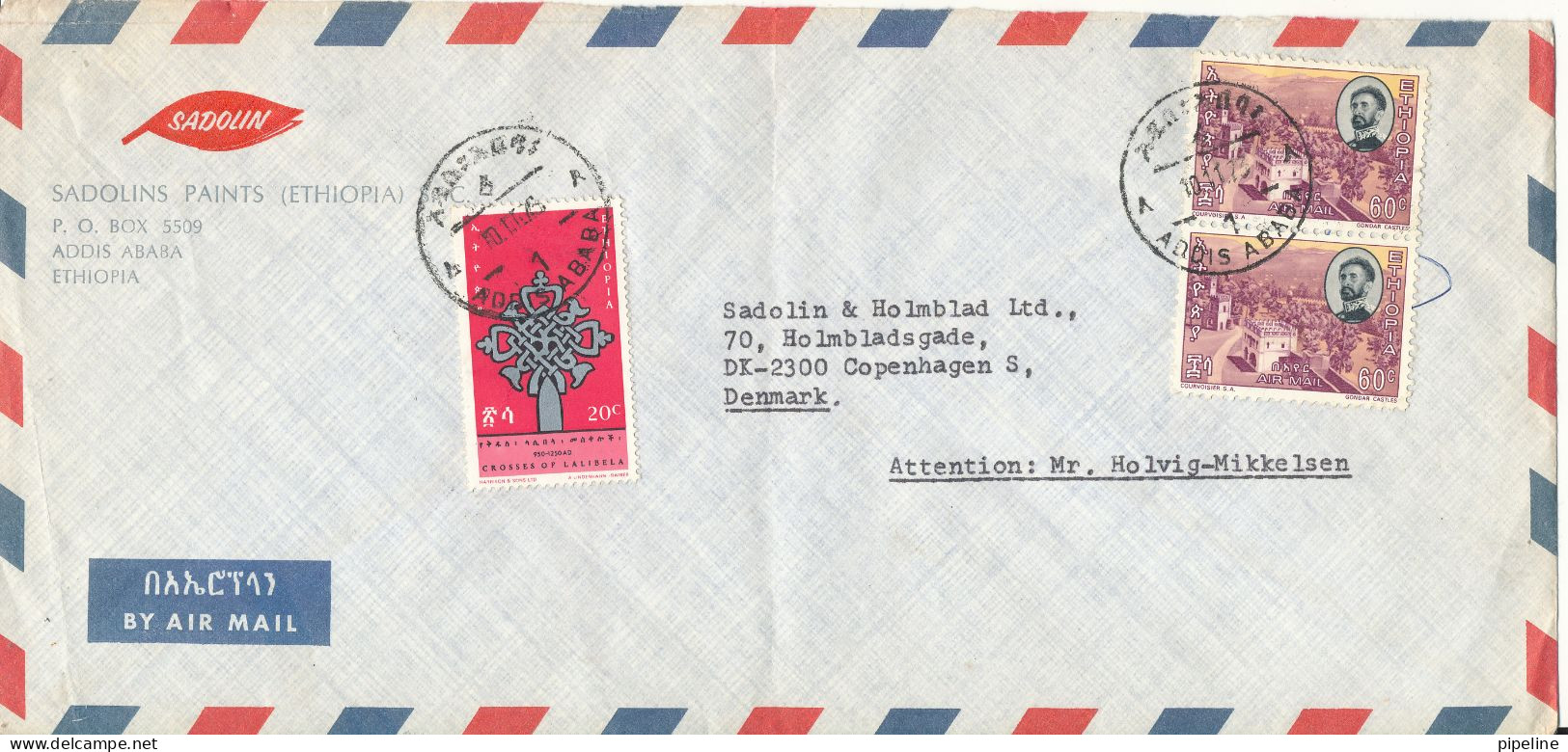 Ethiopia Air Mail Cover Sent To Denmark 10-11-1973 Topic Stamps - Etiopia