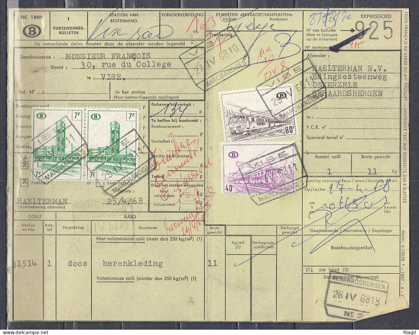 Vrachtbrief Met Stempel VISE MARCHANDISES - Documentos & Fragmentos