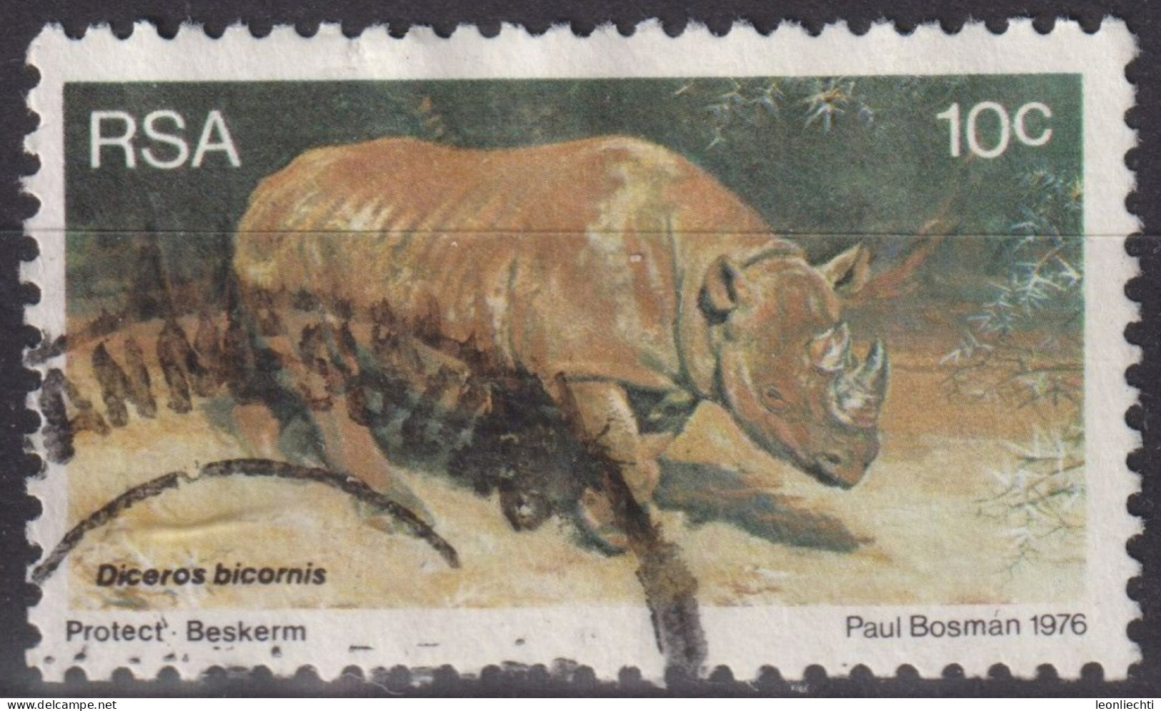 1976 RSA Südafrika ° Mi:ZA 501, Sn:ZA 466, Yt:ZA 406, Black Rhinoceros (Diceros Bicornis) - Oblitérés