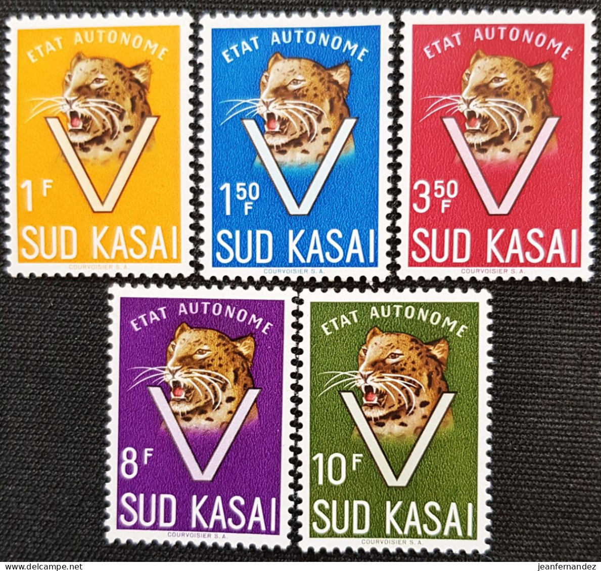 Congo - Kinshasa  Sud Kasaî  1961 Leopard - Fibre Paper  Stampworld N° 20 à 24 Série Complète - Neufs